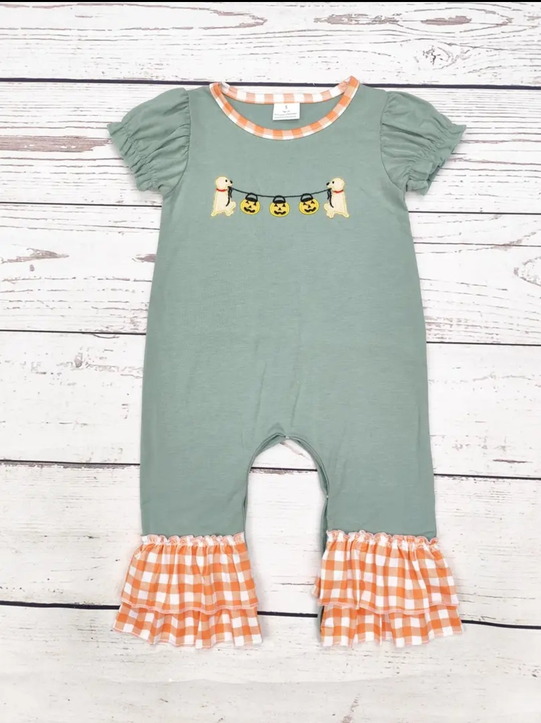 Baby Girl Pumpkin Applique' Fall Romper