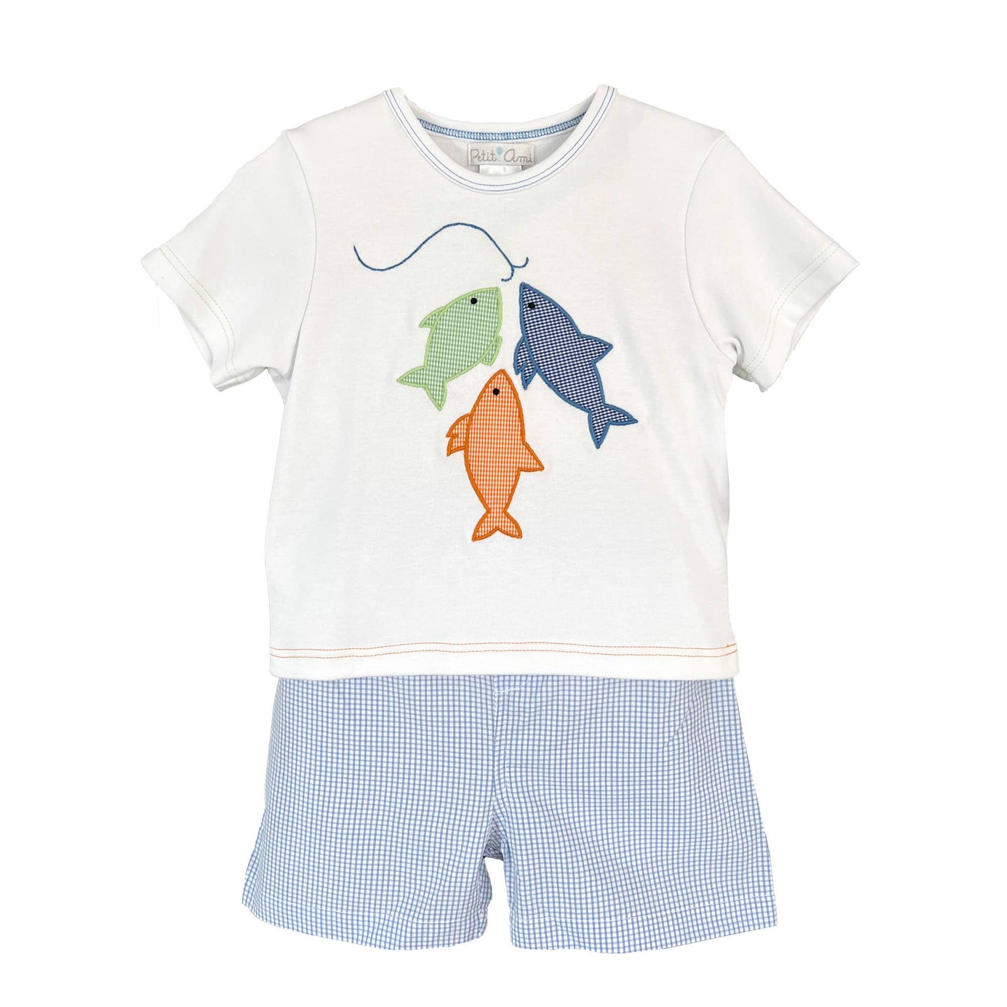 Shirt and Shorts Set with Fish Applique