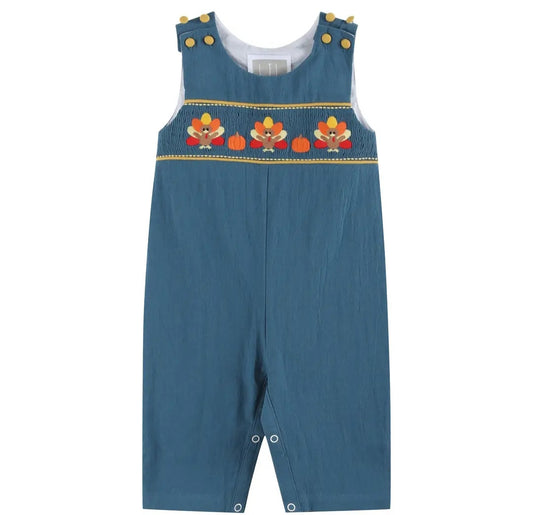 Cobalt Blue Turkey Smocked Overalls