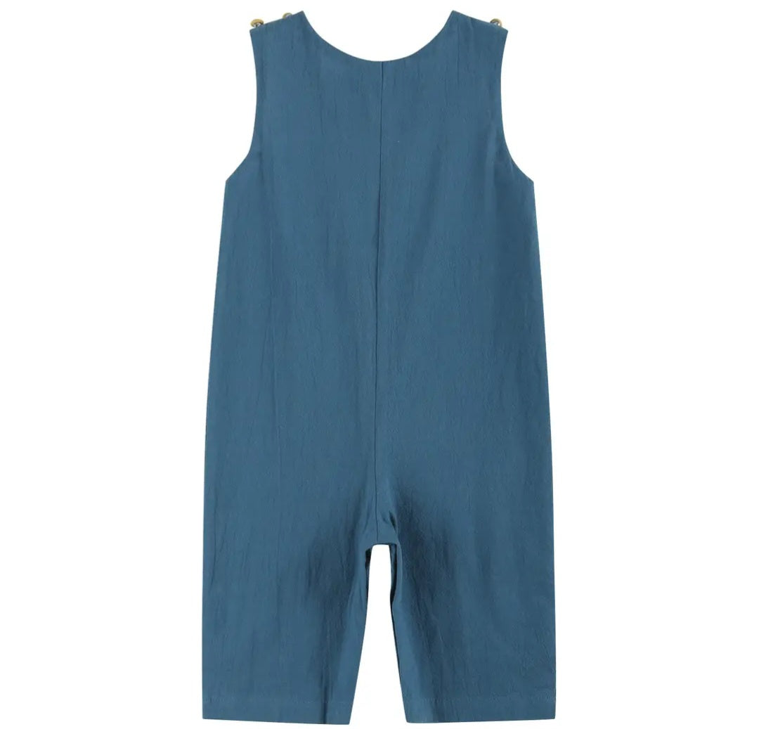 Cobalt Blue Turkey Smocked Overalls