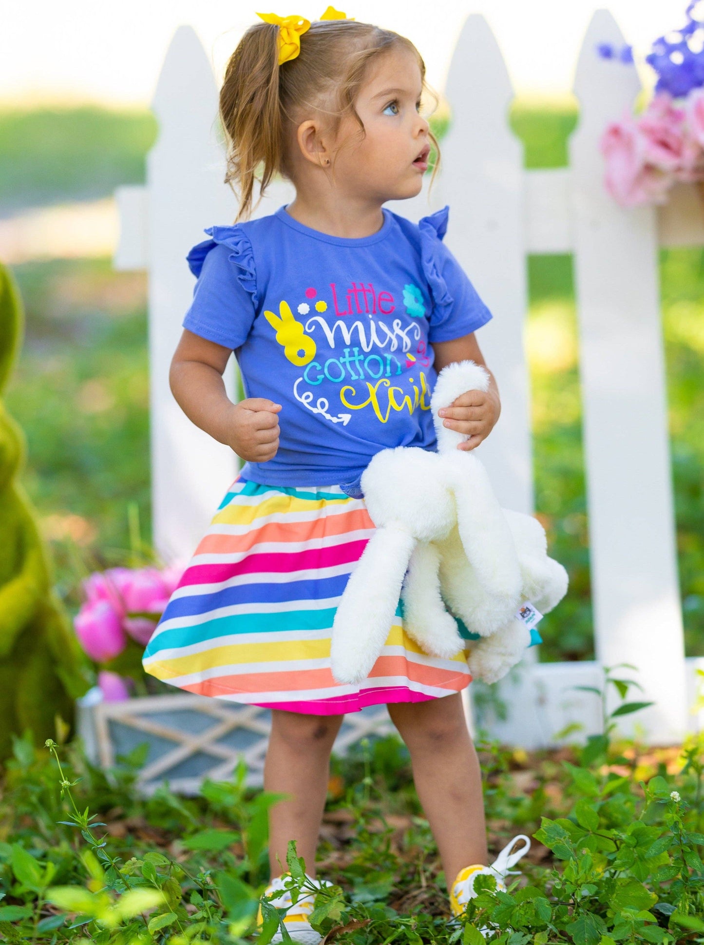 Little Miss Cotton Tail Rainbow Skirt Set